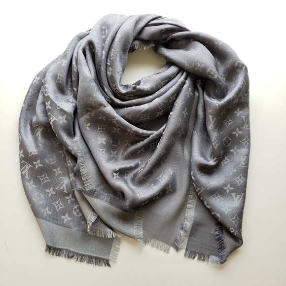 Louis Vuitton | Accessories | Louis Vuitton Lv Monogram Silk Scarf Shawl  M752 | Poshmark